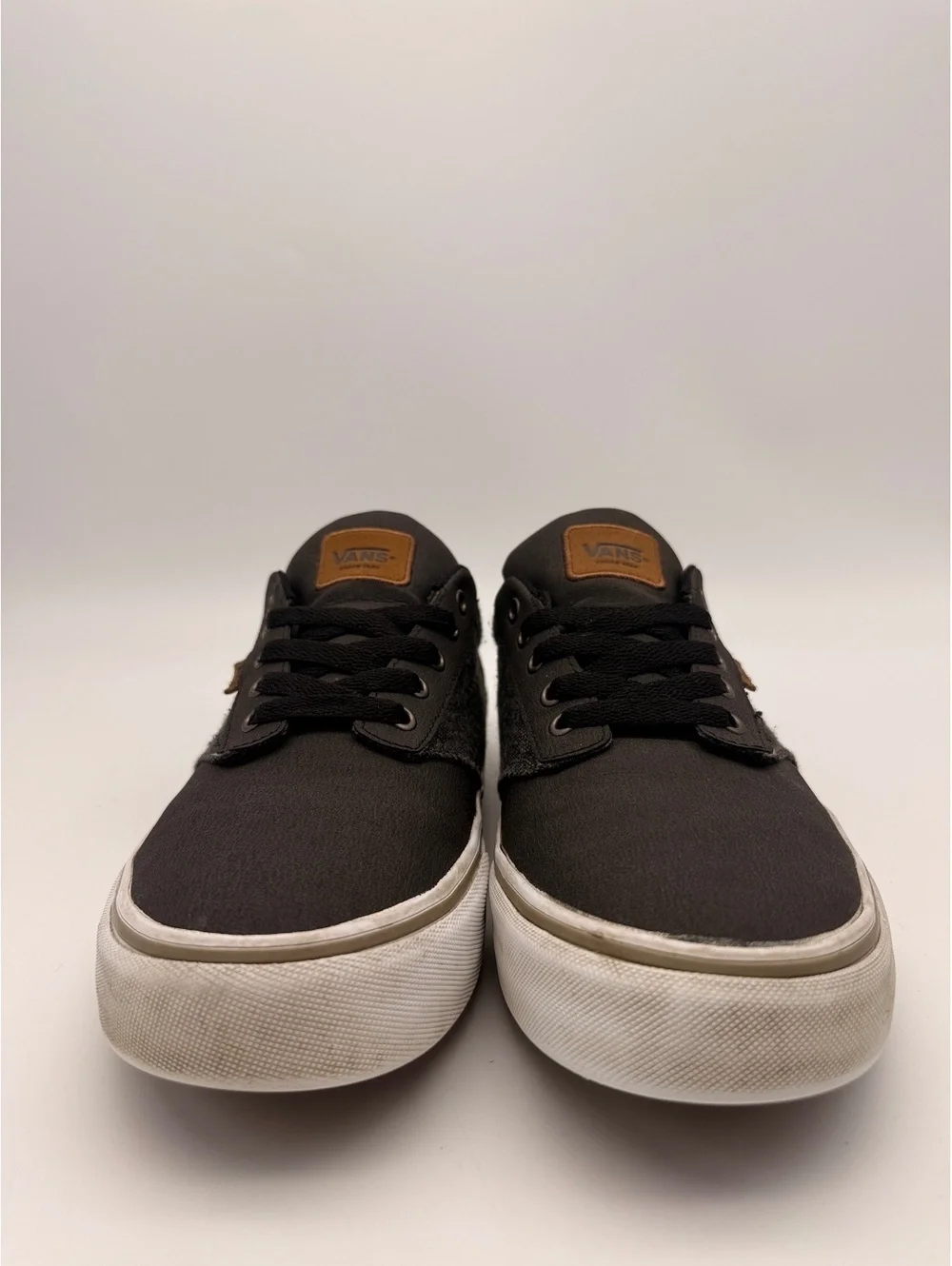Vans Atwood Deluxe Mens Low Top Sneakers Gray Tweed Tan Leather Size 11